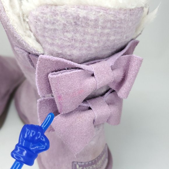 Koolaburra by Ugg Boots Girls Size 4 Light Purple Attie Two Bows Shearling Style - Picture 2 of 11
